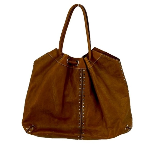 Michael Kors authentic leather studded large cognac satchel! - Picture 2 of 8